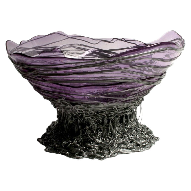 Ogiva XL Resin Basket in Clear Lilac and Silver by Gaetano Pesce For Sale