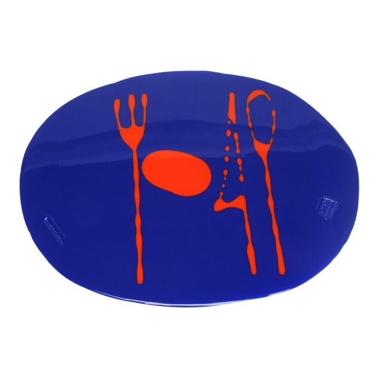 Set of 4 Table Mates Placemats in Matt Blue and Orange by Gaetano Pesce