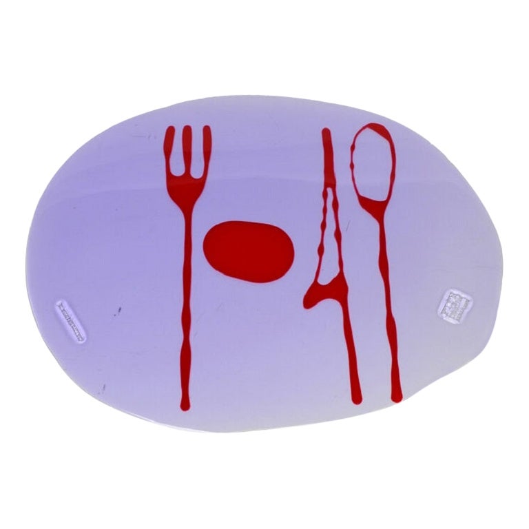 Set of 4 Table Mates Placemats in Clear Lilac and Matt Red by Gaetano Pesce For Sale