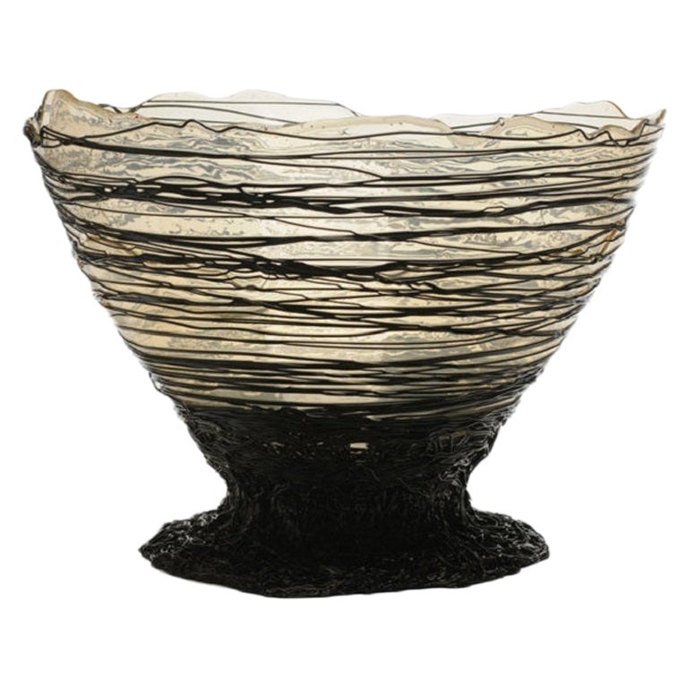 Ogiva Medium Resin Basket in Clear and Black by Gaetano Pesce