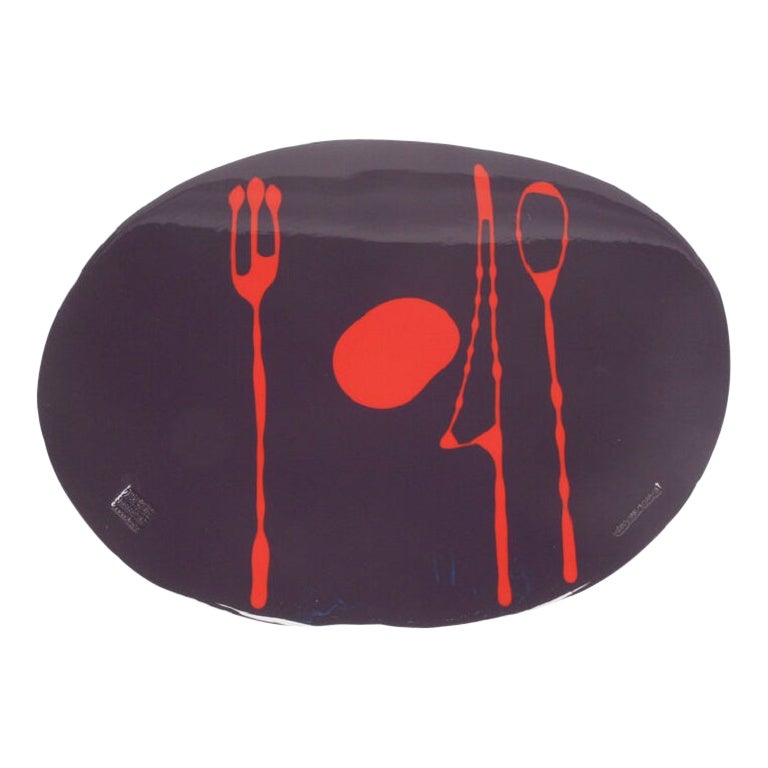 Set of 4 Table Mates Placemats in Matt Purple and Red by Gaetano Pesce