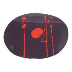 Set of 4 Table Mates Placemats in Matt Purple and Red by Gaetano Pesce