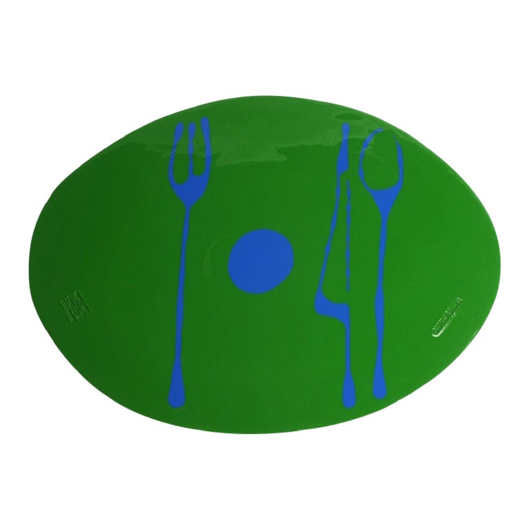 Set of 4 Table Mates Placemats in Matt Grass Green and Blue by Gaetano Pesce