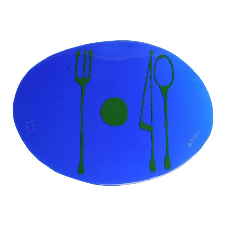 Set of 4 Table Mates Placemats Blue and Matt Grass Green by Gaetano Pesce