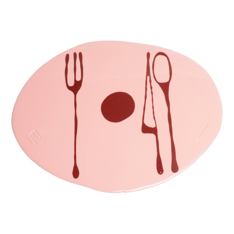 Set of 4 Table Mates Placemats in Matt Pastel Pink and Cherry by Gaetano Pesce For Sale
