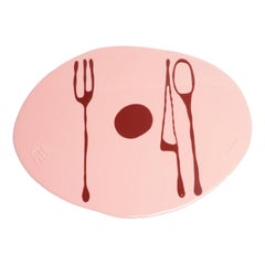 Set of 4 Table Mates Placemats in Matt Pastel Pink and Cherry by Gaetano Pesce