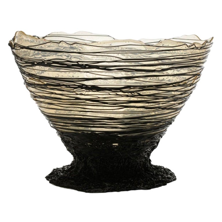 Ogiva Large Resin Basket in Clear and Black by Gaetano Pesce
