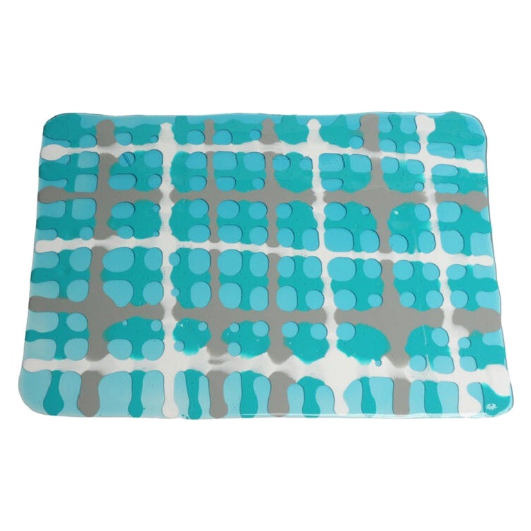 Set of 4 Tartan Placemats Aqua, Matt Turquoise, White, Grey by Paola Navone