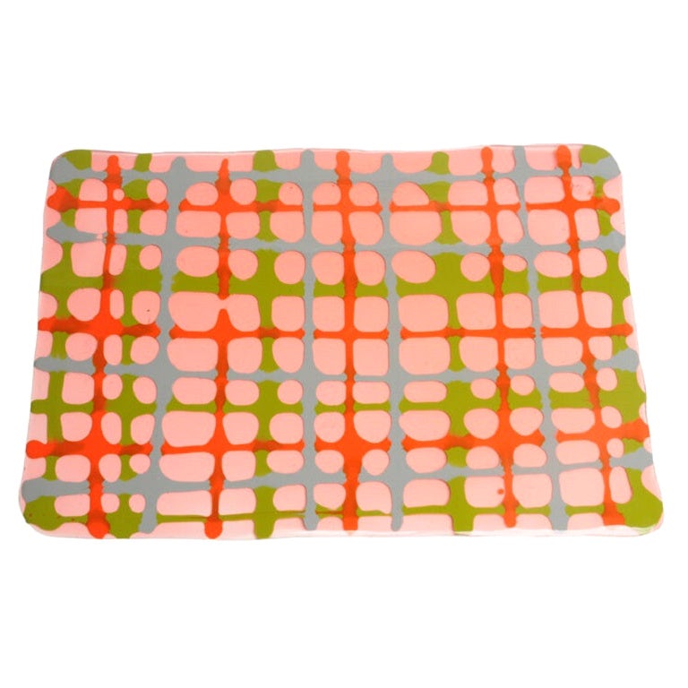 4 Tischsets Tartan Helles Rubinrot, Mattes Orange, Grün, Grau von Paola Navone im Angebot