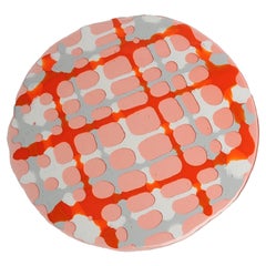 Lot de 4 tapis de table en tartan gris clair, gris mat, orange et blanc par Paola Navone