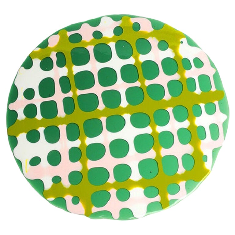 4er-Set Tartan-Plattentische in Grün, Mattgrün, Rosa und Weiß von Paola Navone