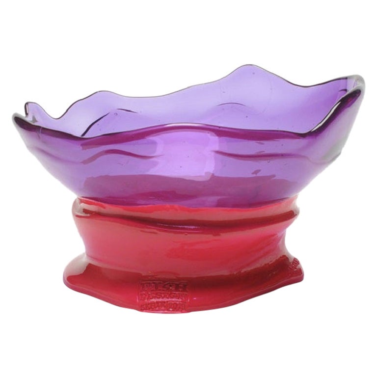Big Collina Medium Resin Vase in Clear Purple & Matt Fuchsia by Gaetano Pesce For Sale