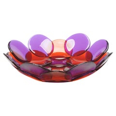 Circle Small Resin Basket in Clear Purple and Dark Ruby by Enzo Mari