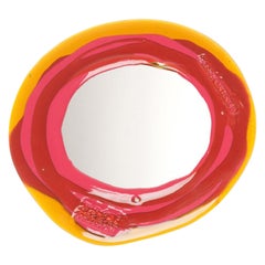 Large Mirror in Pink and Clear Yellow by Gaetano Pesce