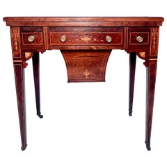 Antique English Victorian Rosewood with Inlay Games Table, Circa 1870-1880
