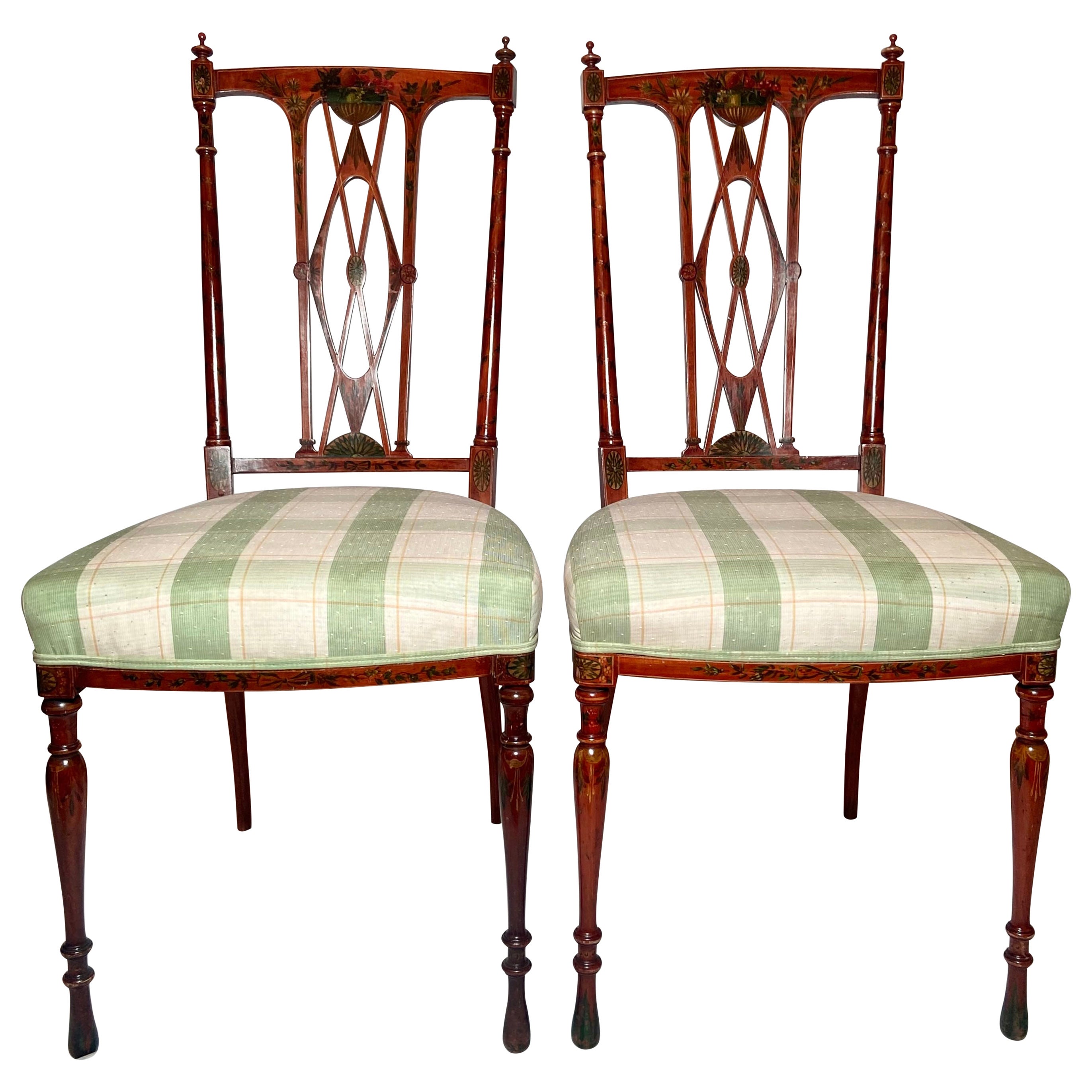 Edwardian Salon Chairs Upholstered in Vintage African Fabric at 1stDibs