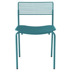 Linear & Modern Peacock Blue Metal Dining Chair