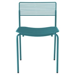 Linear & Modern Peacock Blue Metal Dining Chair