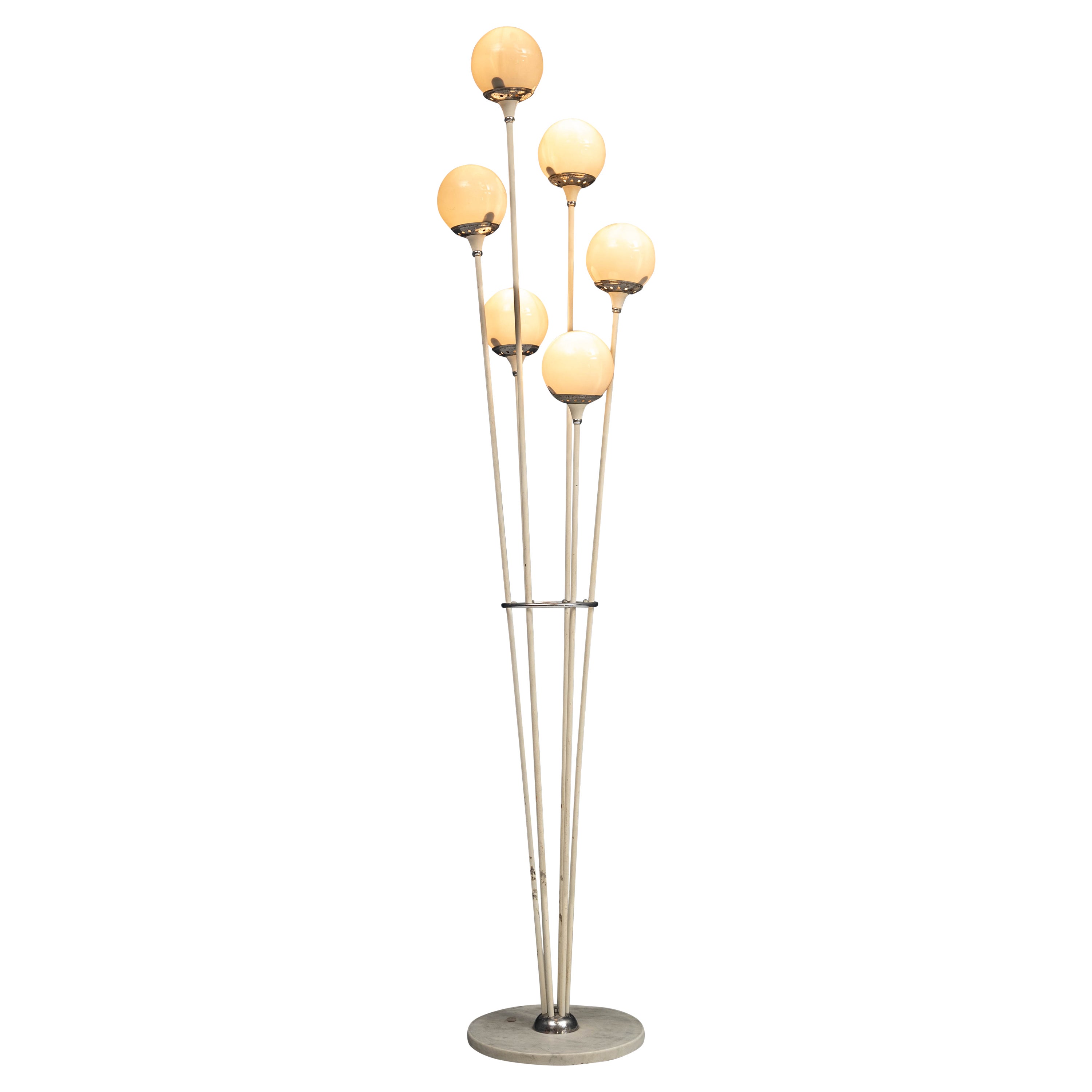 "Alberello" Floor Lamp in Carrara Marble and lacquered Metal, Italy, 1960's For Sale
