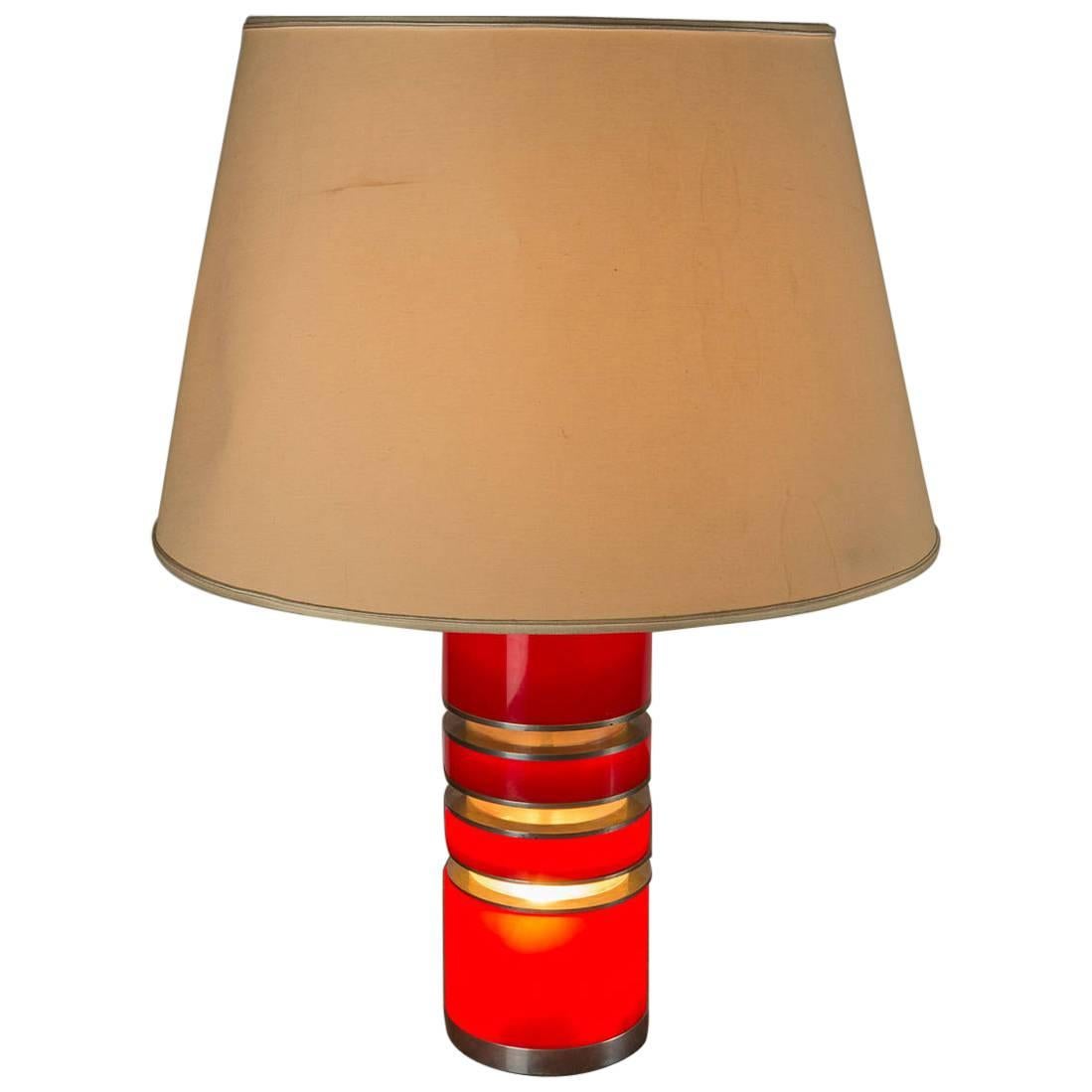 Rare Methacrylate and Aluminium Table Lamp by I. Hsalmarson for New Lamp, 1970s For Sale