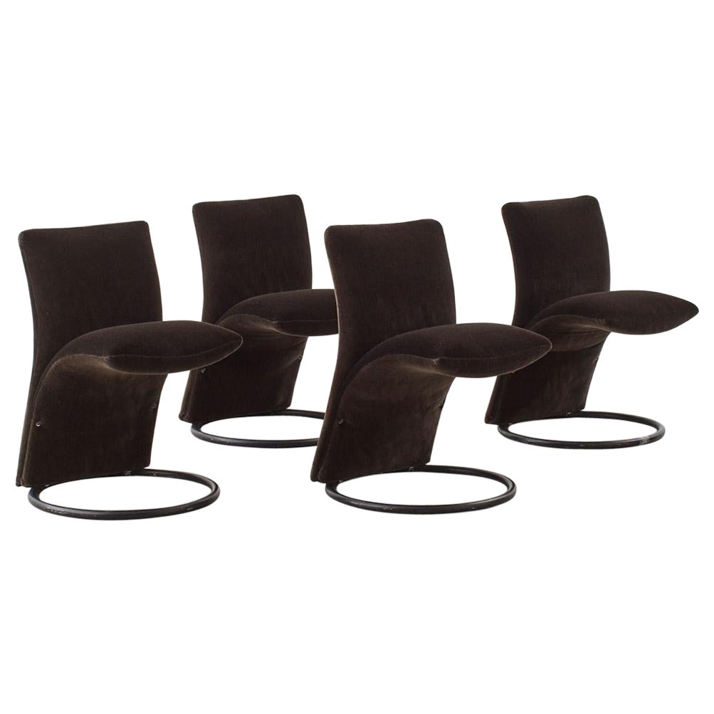 Set of Four 1970s Pompeo Fumagalli ‘Calla’ Chairs, Italy 1970s For Sale