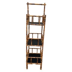 Faux Bamboo Chinoiserie Style Three Tier Tole Stand