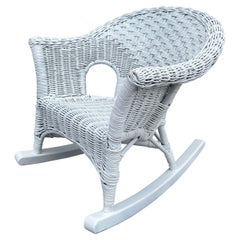 Used White Wicker Child's Rocking Chair