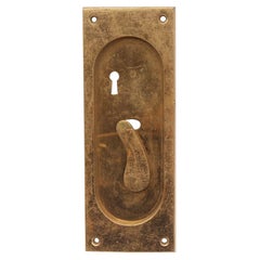 Classic Cast Brass Antique Pocket Door Plate with Key Hole and Latch