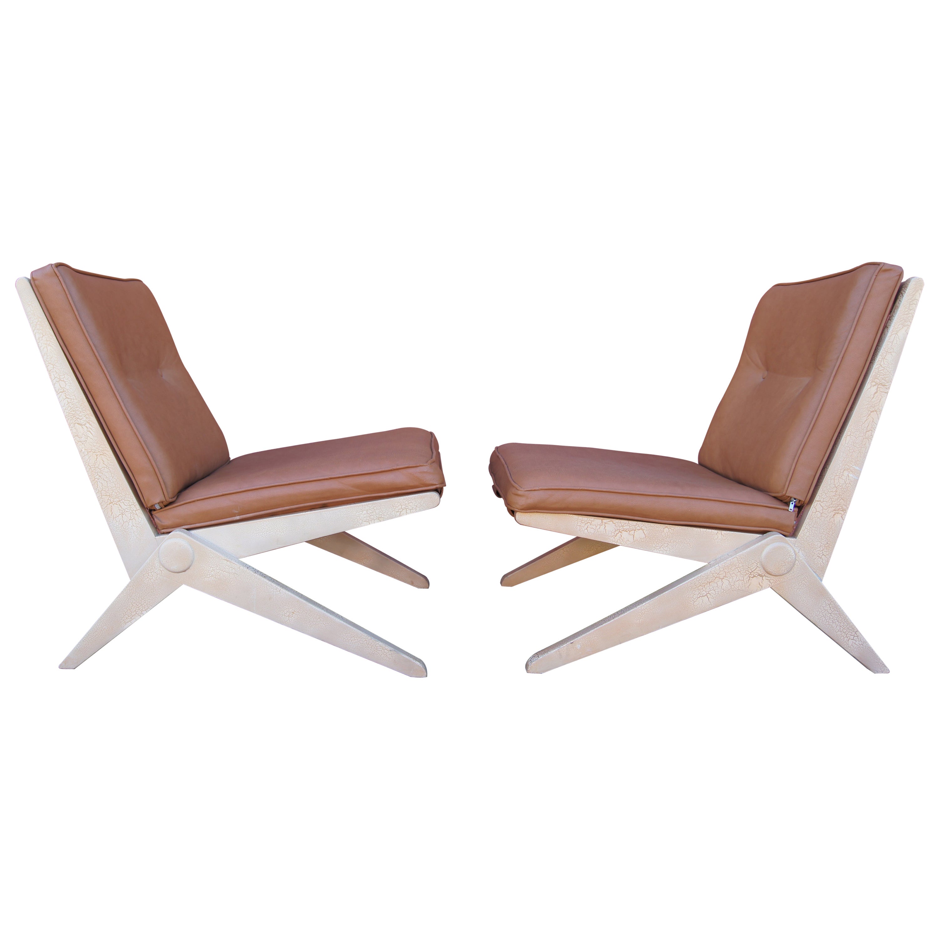 Pair of Scissor Chairs, Model 92, by Pierre Jeanneret for Knoll