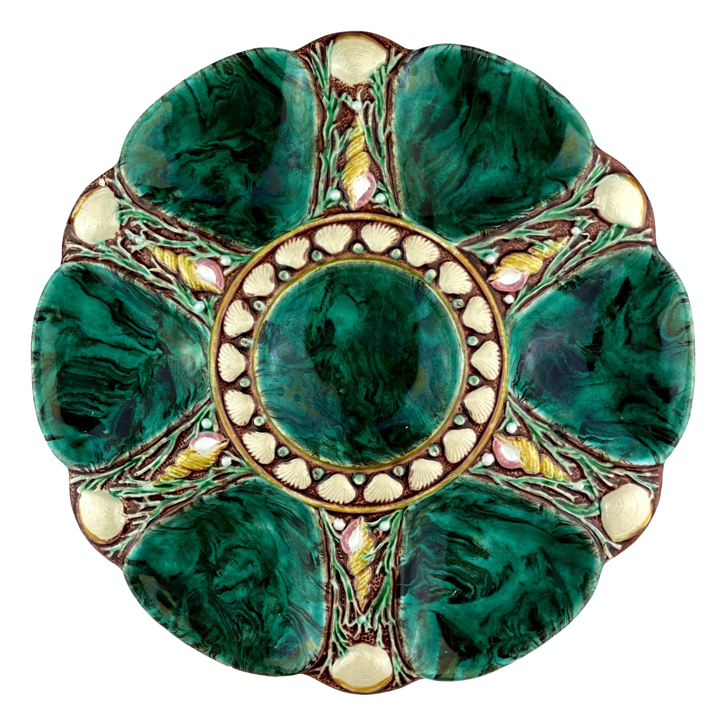 Minton Majolica Oyster Plate 'Malachite,' English, Dated 1873 For Sale at  1stDibs