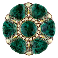Antique Minton Majolica Oyster Plate 'Malachite, ' English, Dated 1873