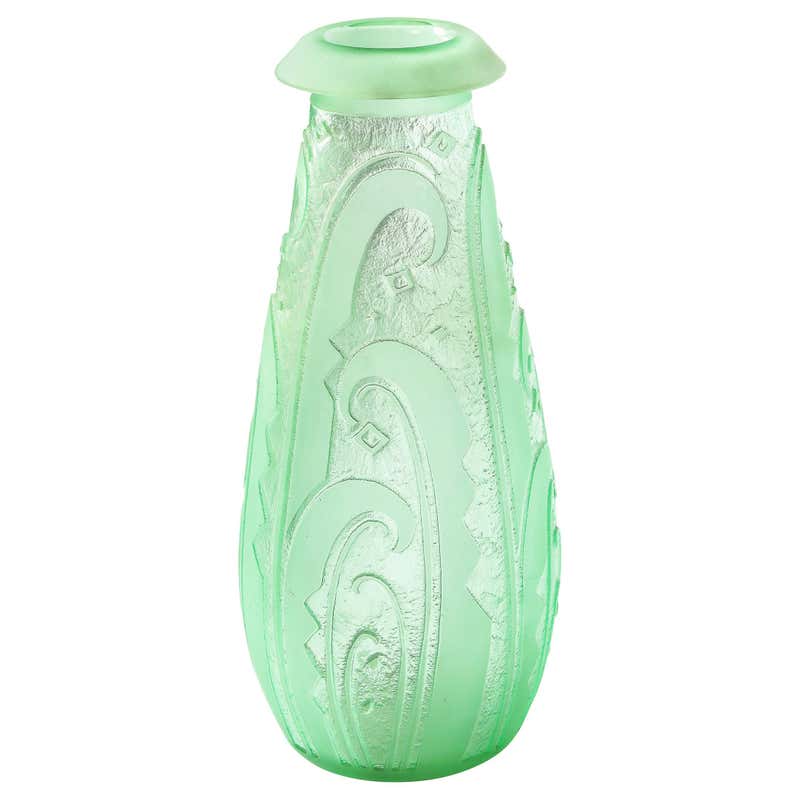 Moderne Art Deco Cubist Vase - Ruba Rombic by Consolidated Glass at 1stDibs