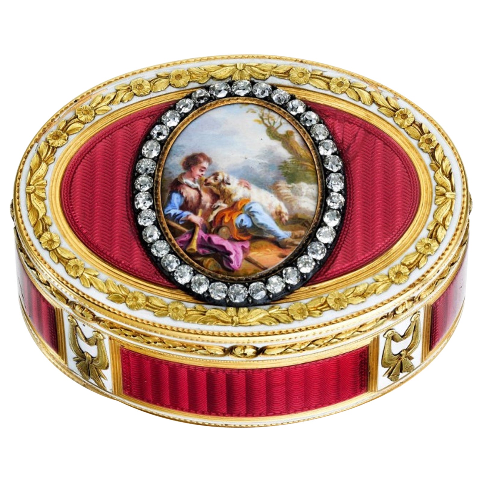 Jewelled Two-Colour Gold and Enamel Snuff Box, Charles Le Bastier, Paris, 1775