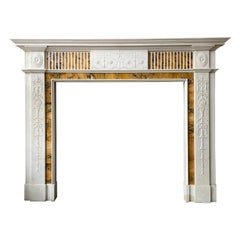 19th Century Statuary White and Sienna Marble Neoclassical Fireplace Mantel