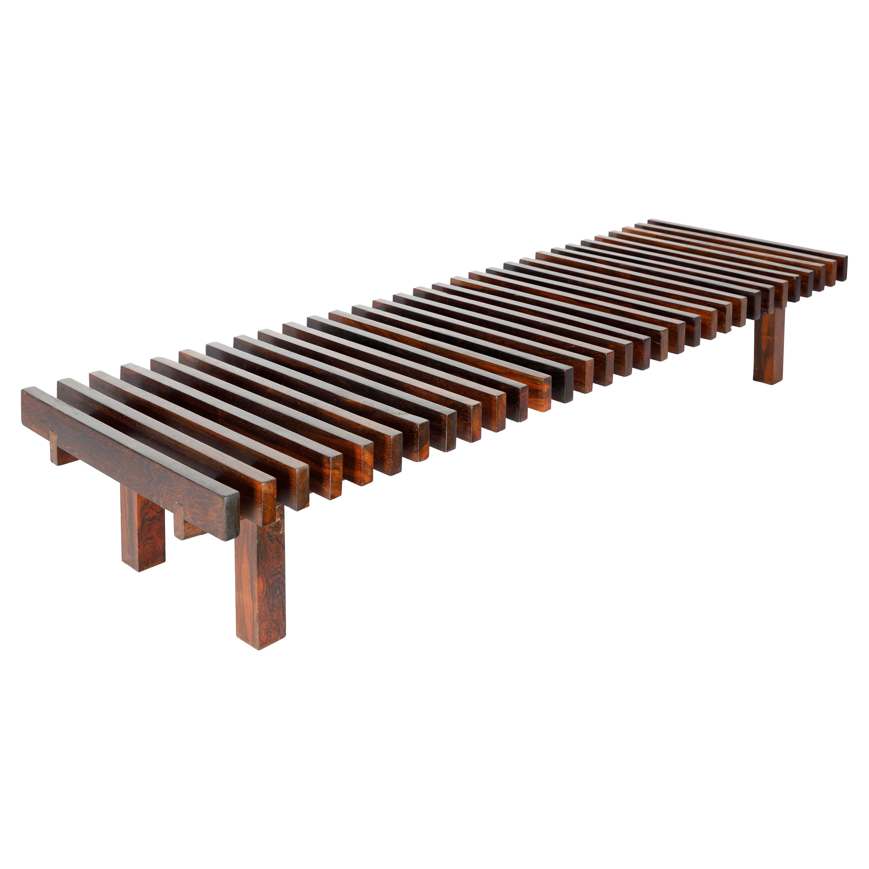 Mid-Century Modern Slatted Bench from Forma Manufacture, Brazil, 1970s For Sale