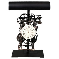 Schwarze französische Industrie-Tischlampe des 20. Jahrhunderts – Vintage-Schreibtisch-Metalluhr