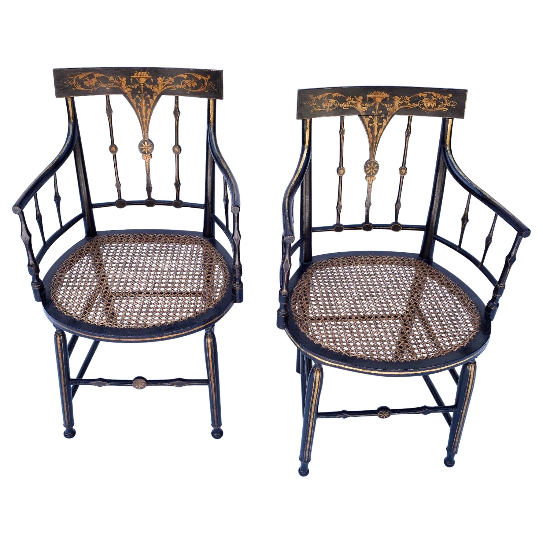 Pair of 19th Century English Regency Armchairs For Sale