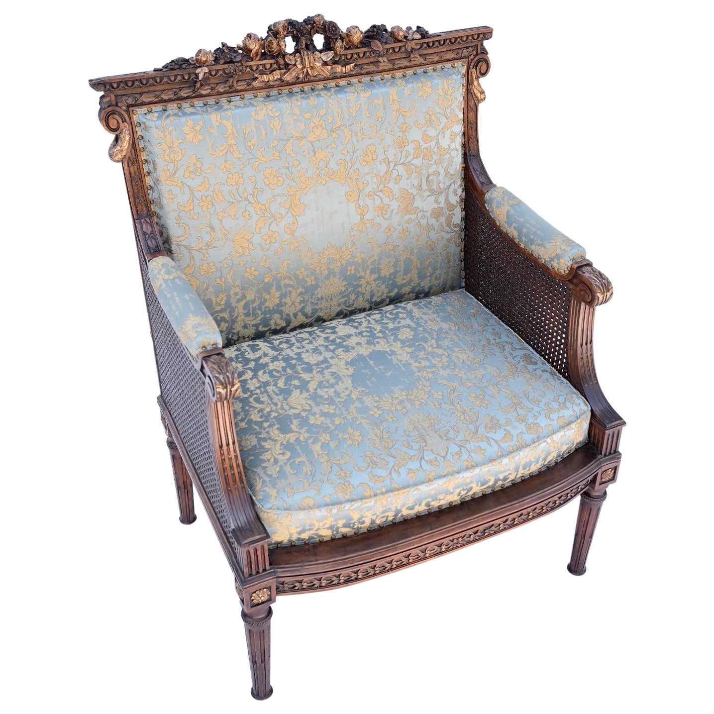 19th Century Finely Carved French Armchair For Sale
