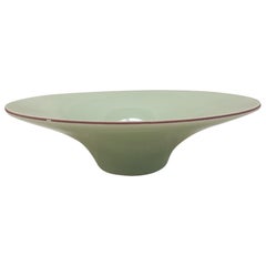 Celadon Crackled Ceramic Decorative Serving Bowl