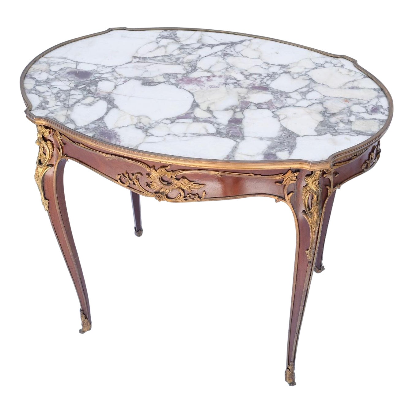 19th Century French Louis XV Bronze-Mounted Linke Table For Sale