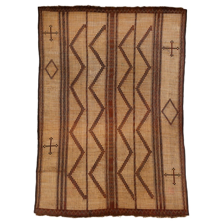 Tuareg Leather and Reed Rug, 1930s