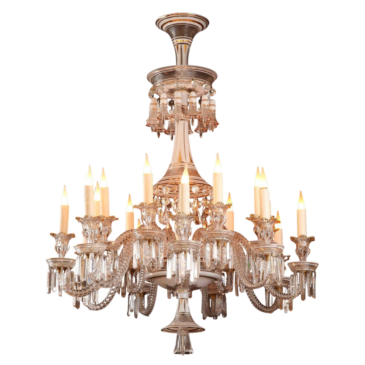 Opalescent Crystal Chandelier Attributed to Baccarat, France, circa 1890