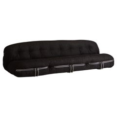 Three Seat Soriana Sofa by Afra and Tobia Scarpa for Cassina in Black Chenille F