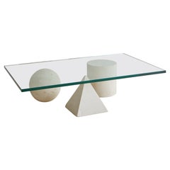 Geometric Limestone Shapes Coffee Table in the Style of Massimo Vignelli