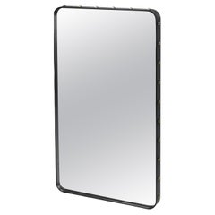 Specchio da parete "Rectangulaire" di Jacques Adnet in pelle nera per Gubi