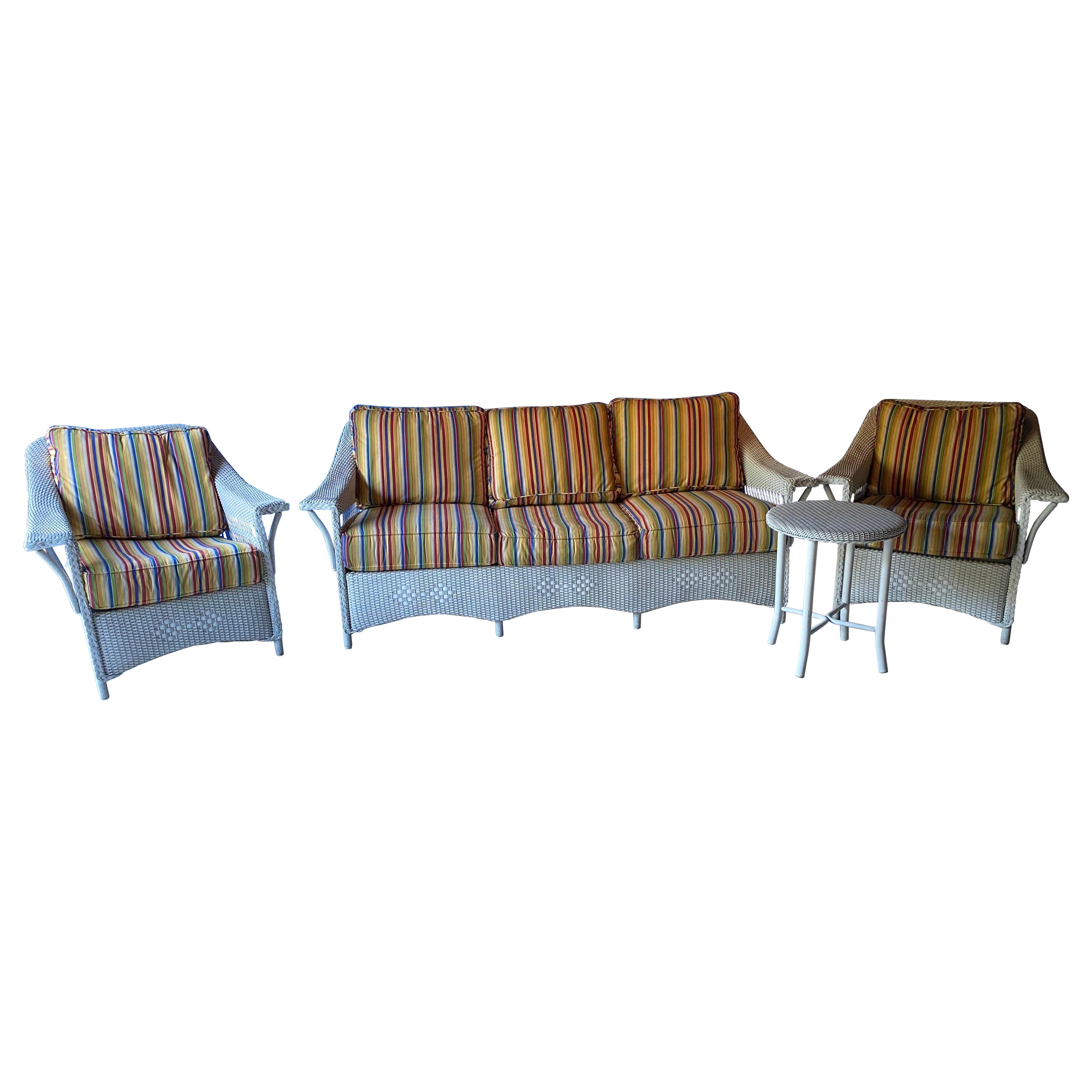 4 Piece Wicker Patio Seating Ensemble