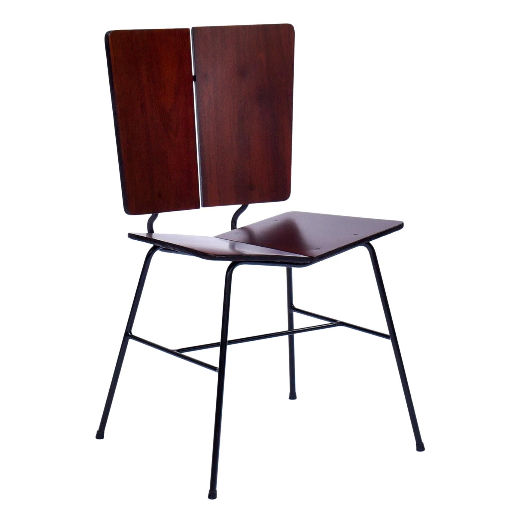 Stuhl aus Eisen und Holz von Jean Gillon für Italma