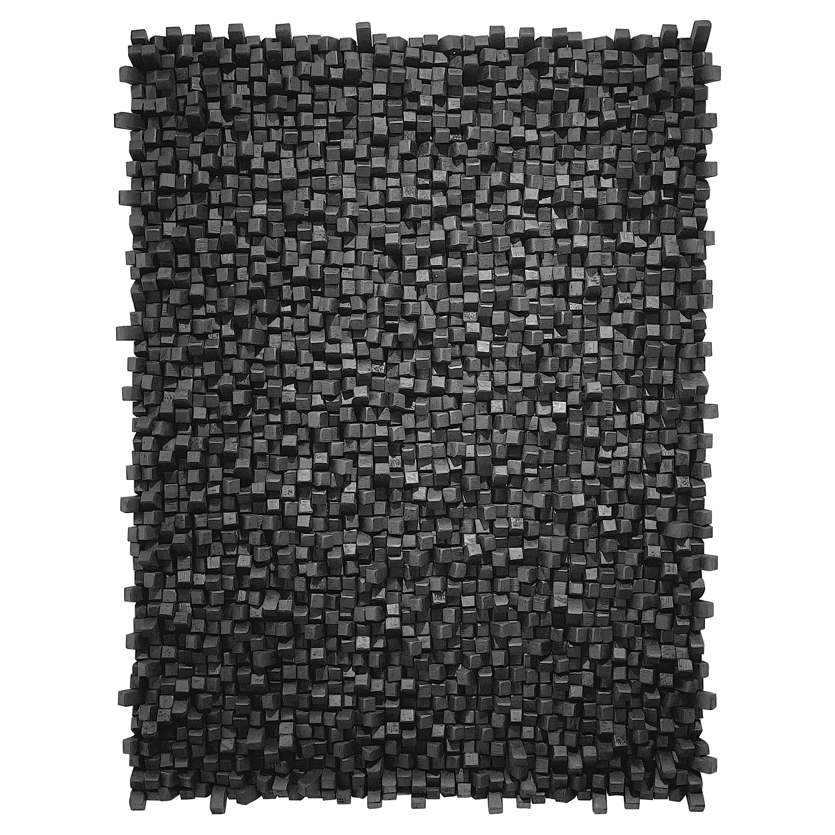 Charcoal Wall Sculpture by Belgian Artist Guy Leclef, Belgium, Contemporary