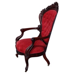 Antique Rococo Revival Belter Rosalie Laminated Rosewood Gents Arm Chair, c1860