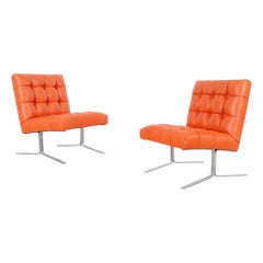 Retro Leather Slipper Lounge Chairs